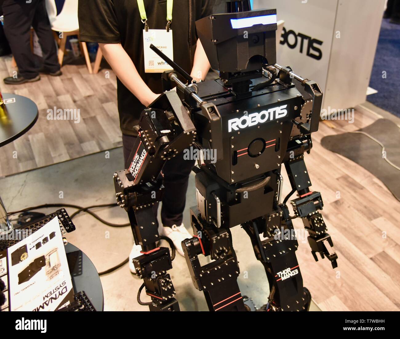 Thormang3 robot from Robotis, a full size open platform humanoid, build to order, on display at CES, Las Vegas, USA Stock Photo