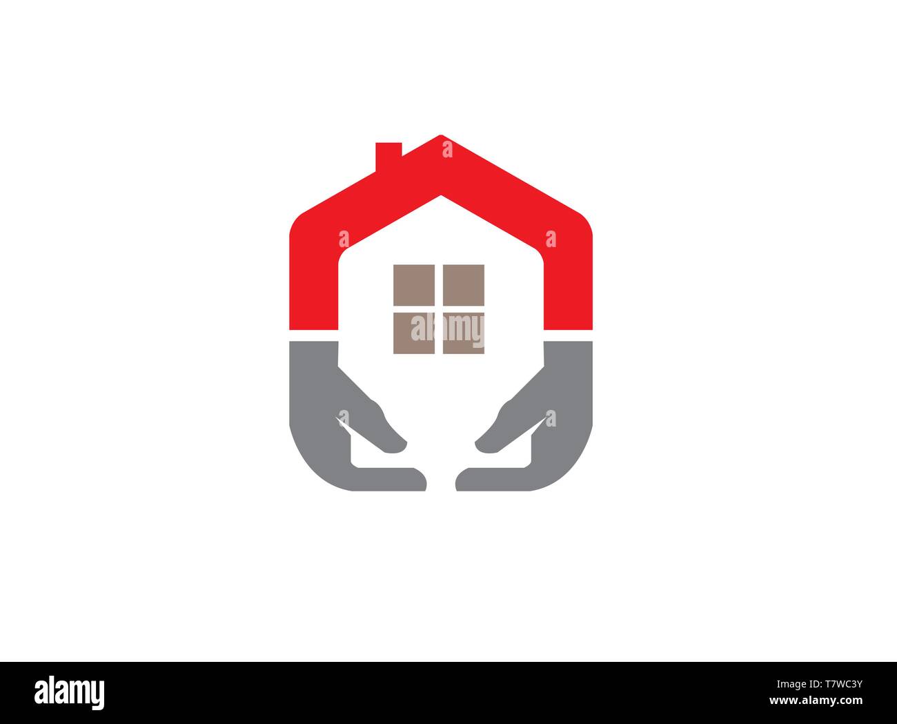 Home care with hands and window for logo design Stock Vector Image ...