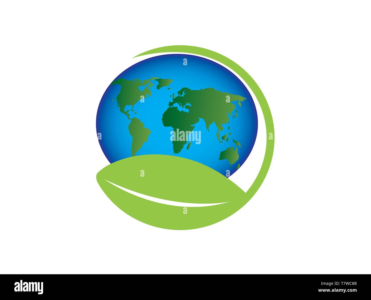 planet map with leaf world envirenment care for logo design vector ...