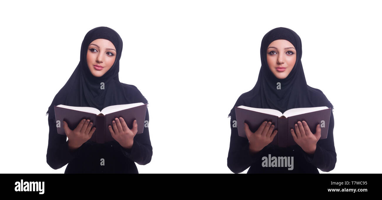 Muslim young woman wearing hijab on white Stock Photo - Alamy