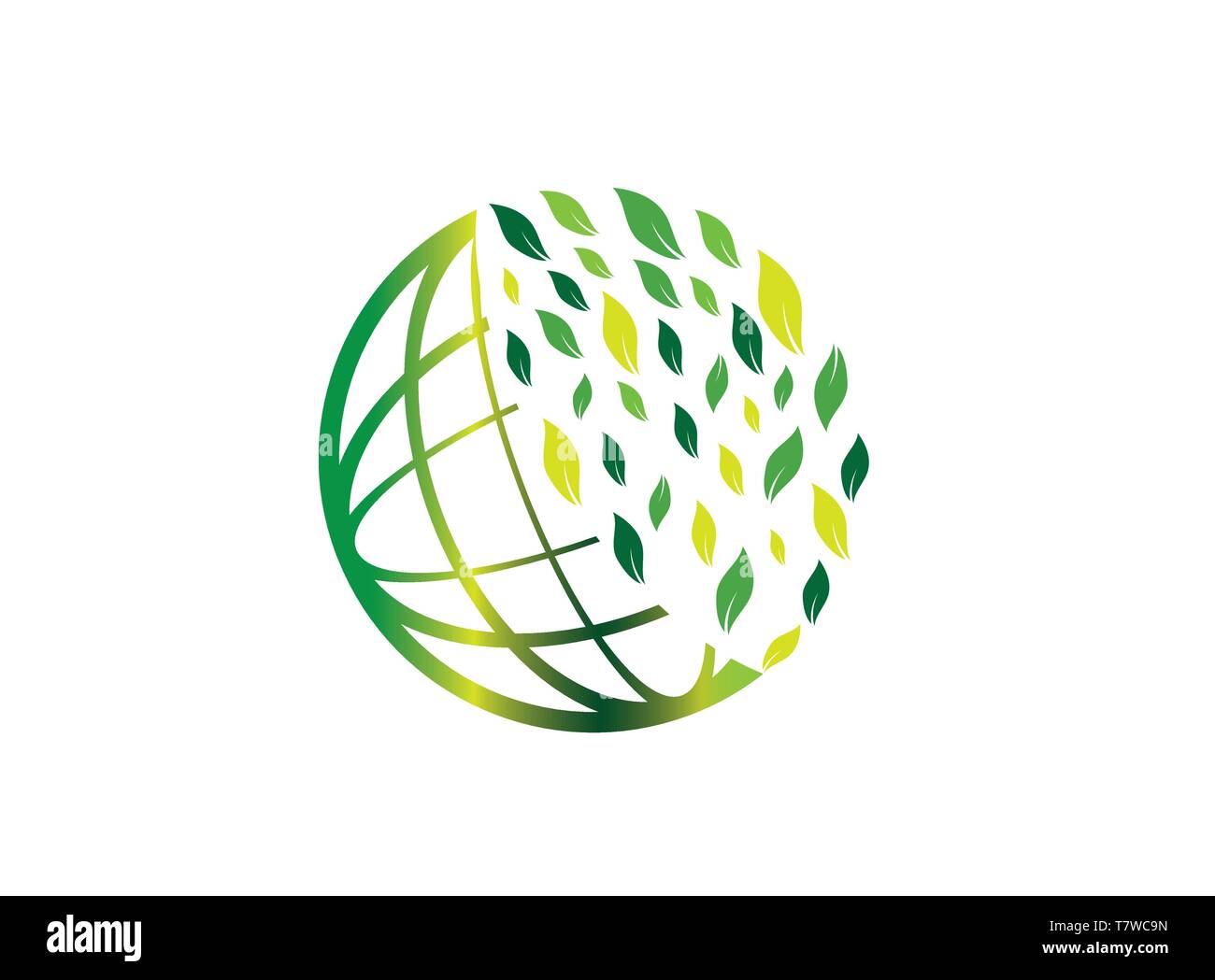 Planet Lines With Leaves World Envirenment Care For Logo Design