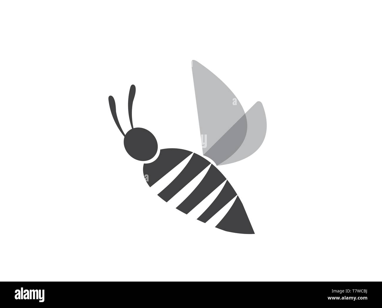Simple bee open wings and fly for logo design vector, insect icon Stock Vector