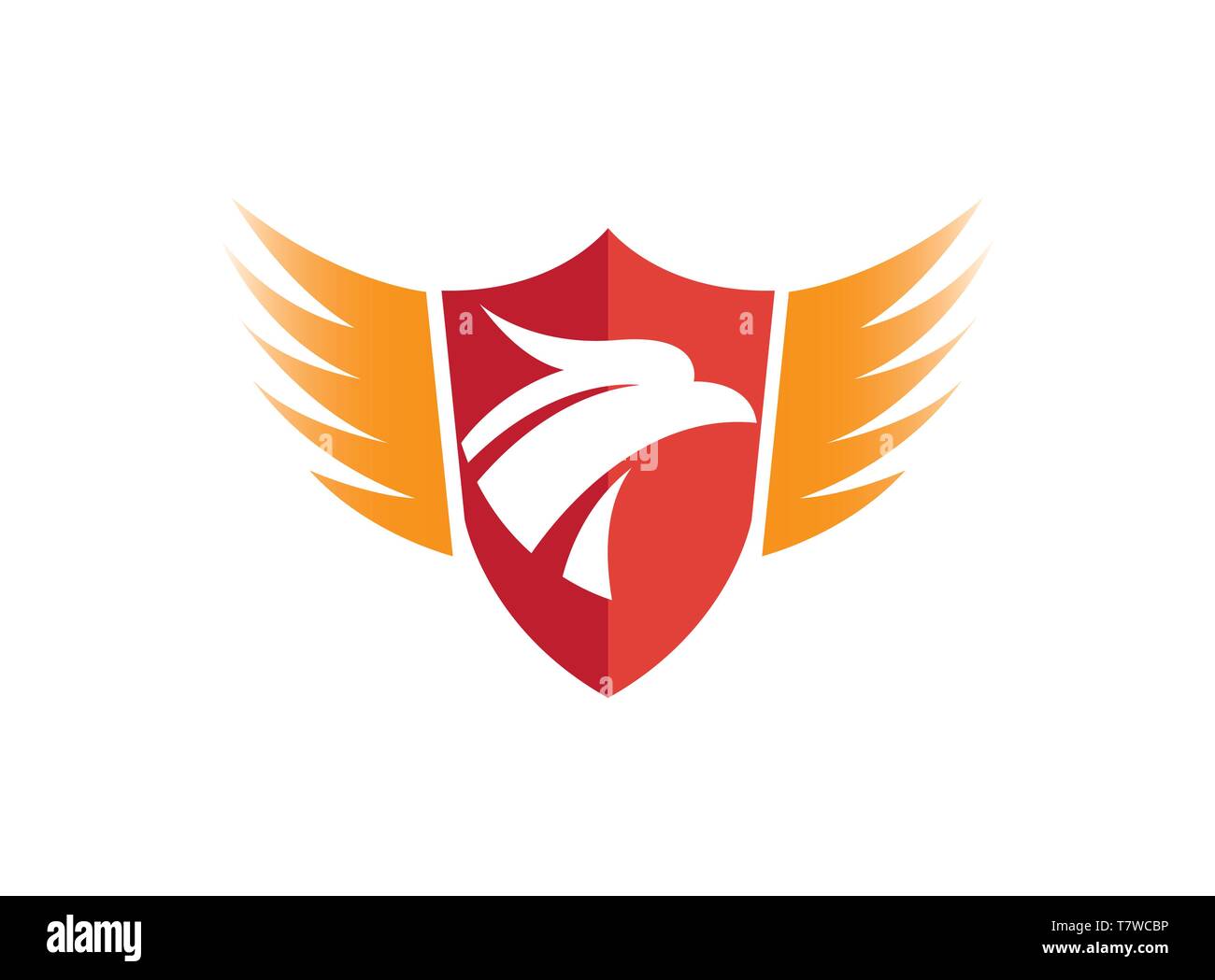Shield slogan with eagle head and wings for logo design Stock Vector