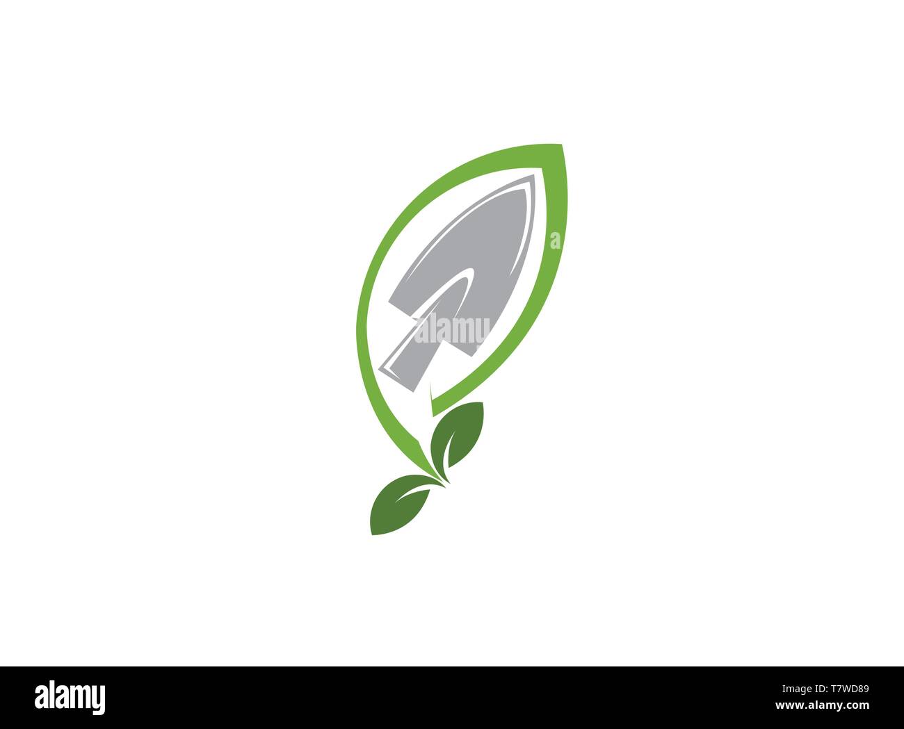 plant tool with leaves for logo design Stock Vector