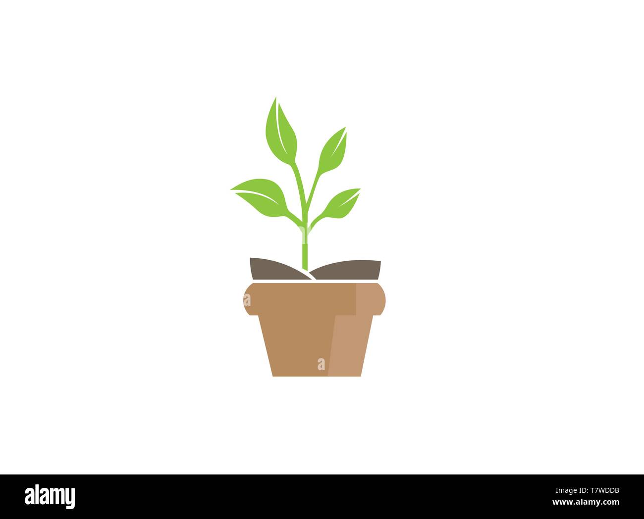 Plant in the Pot with some leaves for logo design Stock Vector