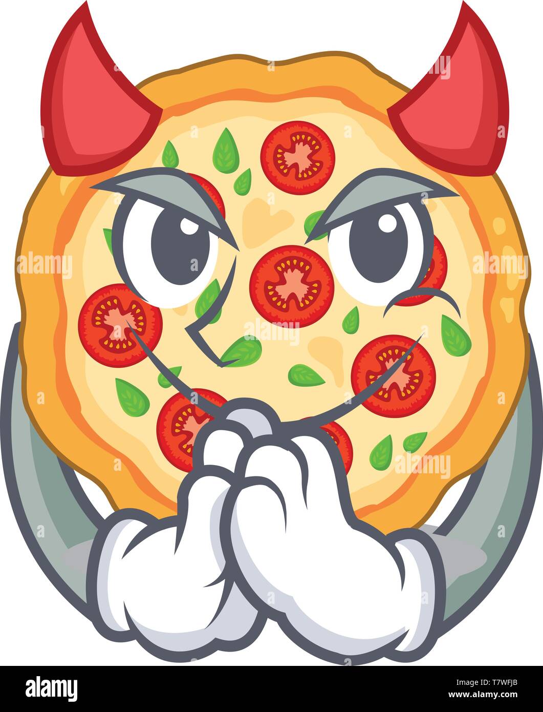 Devil margherita pizza isolated with the cartoons Stock Vector Image