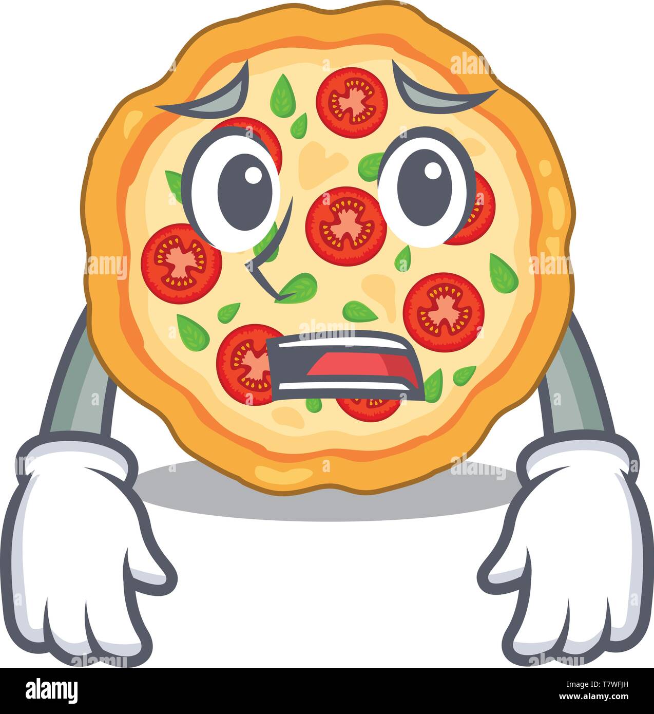 Afraid margherita pizza isolated with the cartoons Stock Vector Image