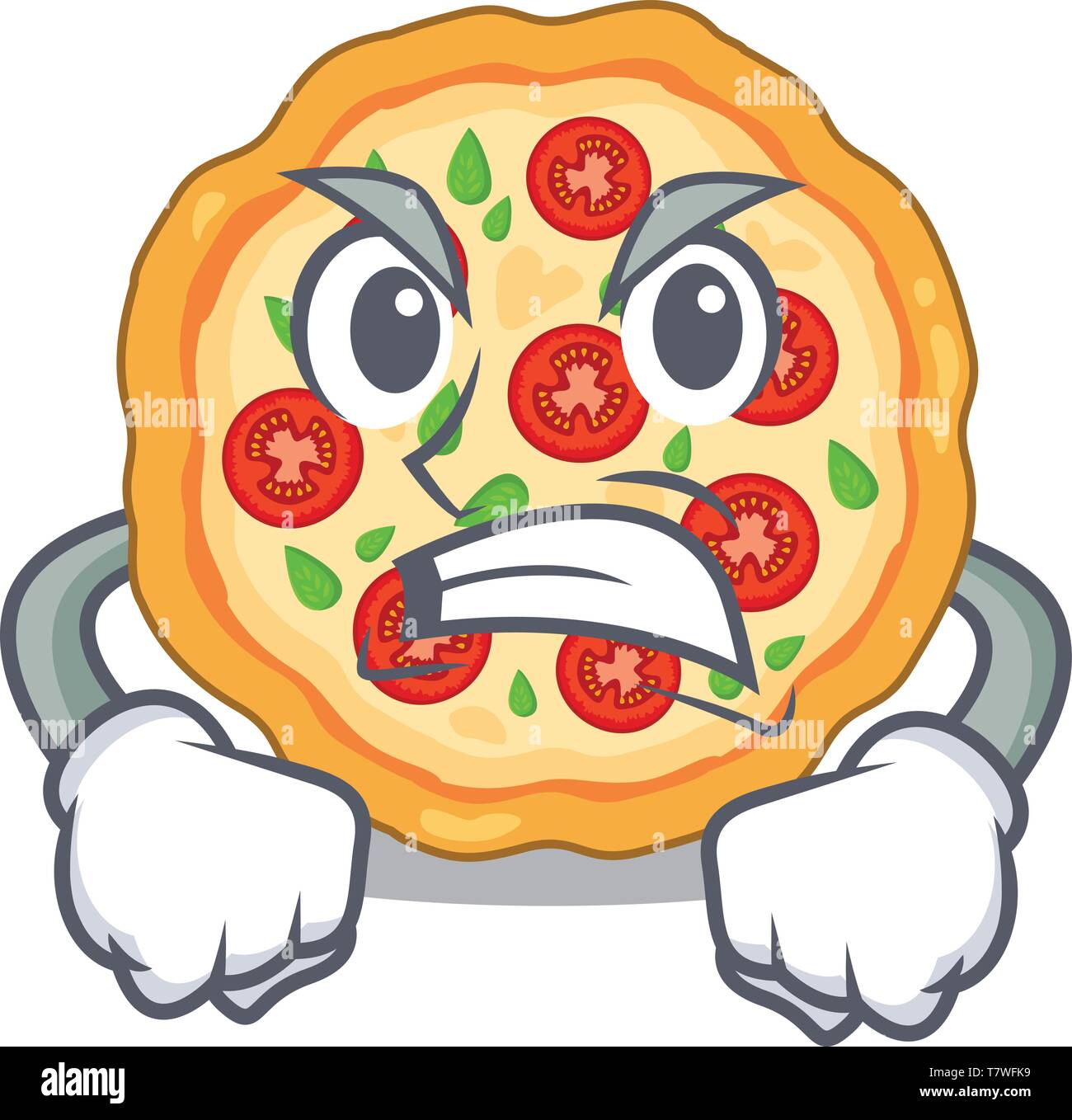 Angry margherita pizza isolated with the cartoons Stock Vector Image
