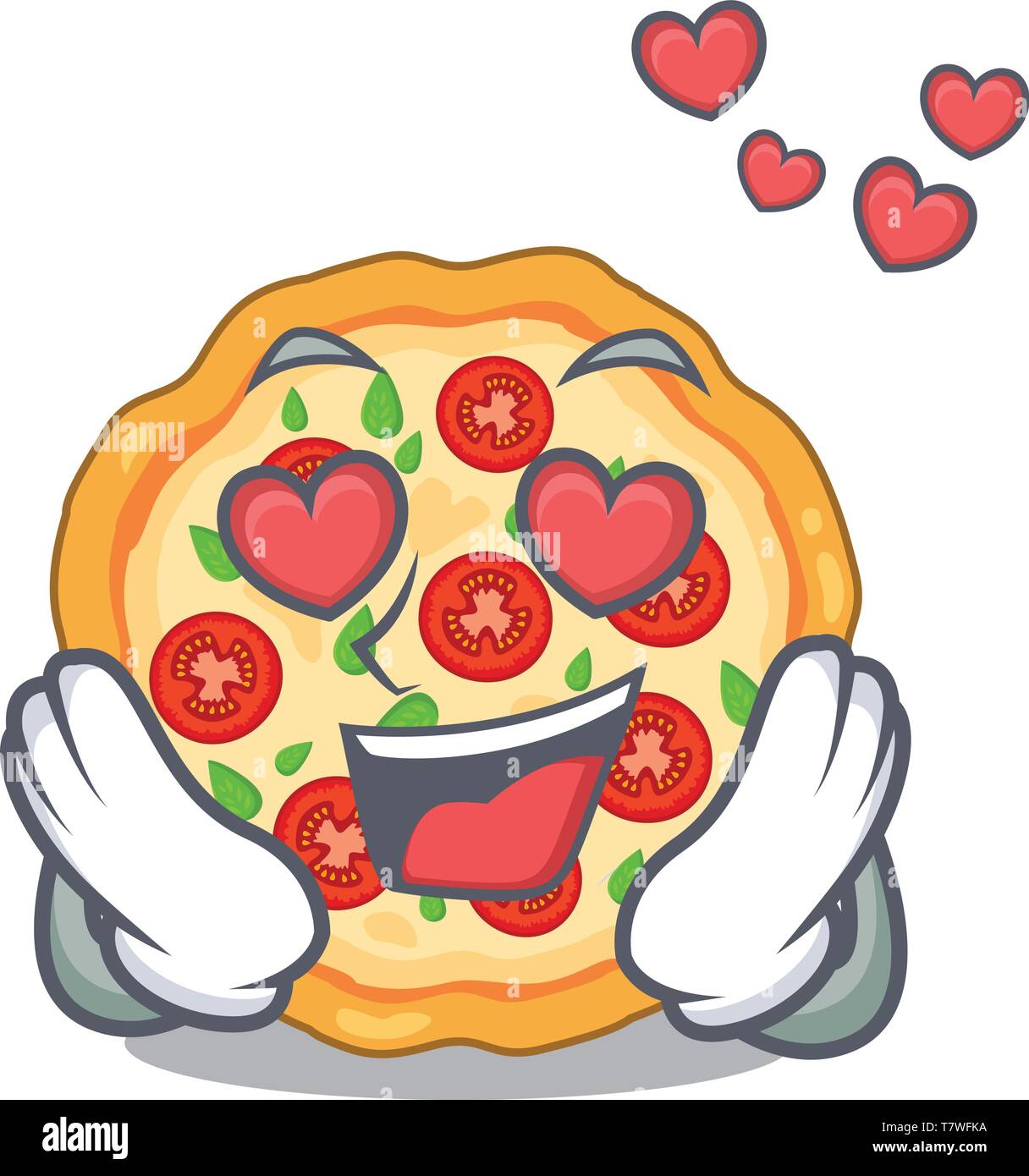In love margherita pizza isolated with the cartoons Stock Vector Image
