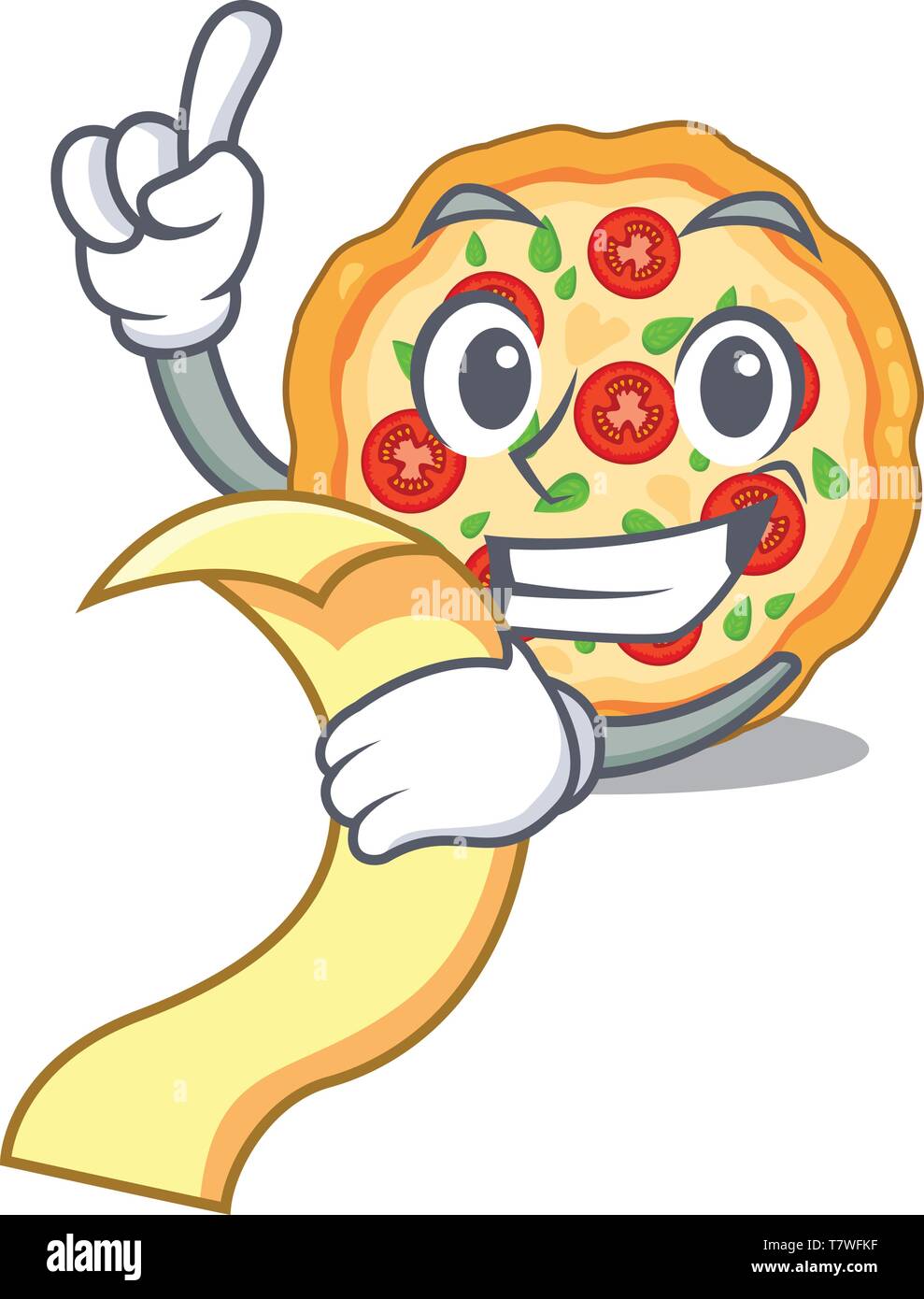 With menu margherita pizza isolated with the cartoons Stock Vector