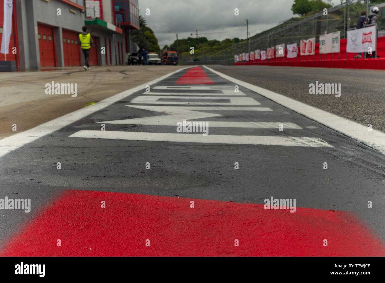 a detail about the PItlane of Imola Race Track Stock Photo