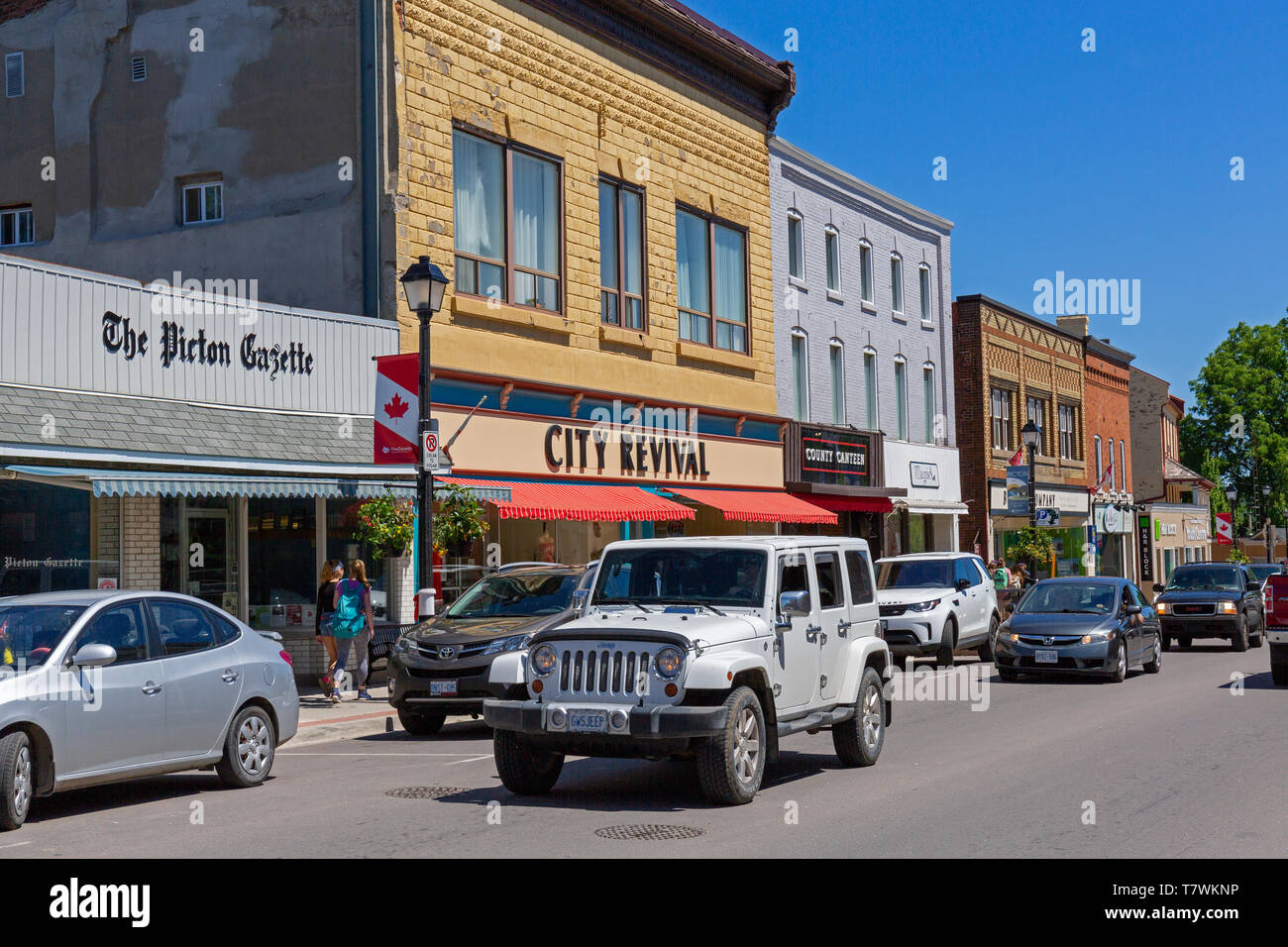 Canada, Province of Ontario, Prince Edward County, Picton City, Main Street and its various shops Stock Photo