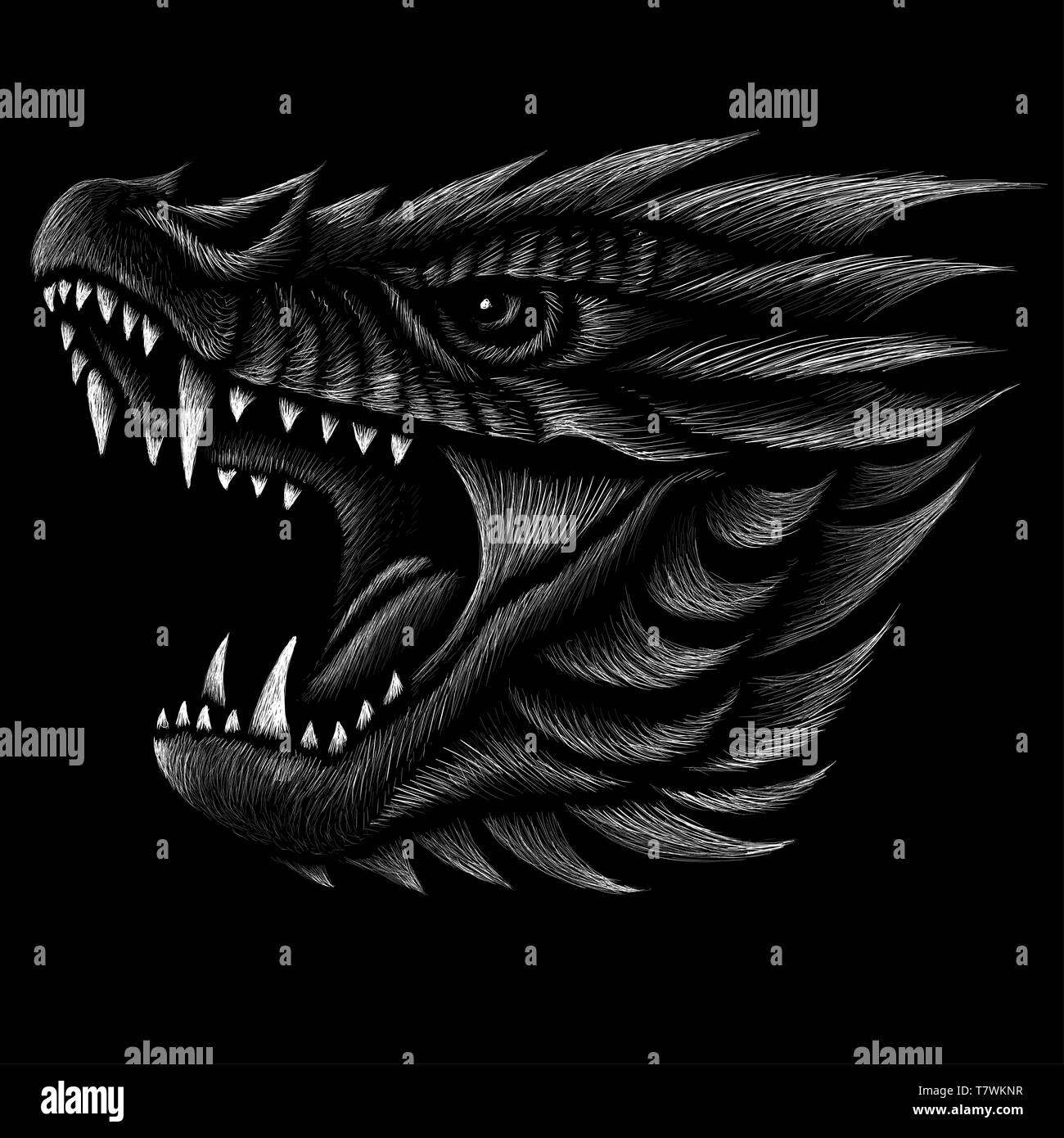 The Vector Logo Dragon For Tattoo Or T Shirt Design Or Outwear Cute Print Style Dragon Background Stock Photo Alamy