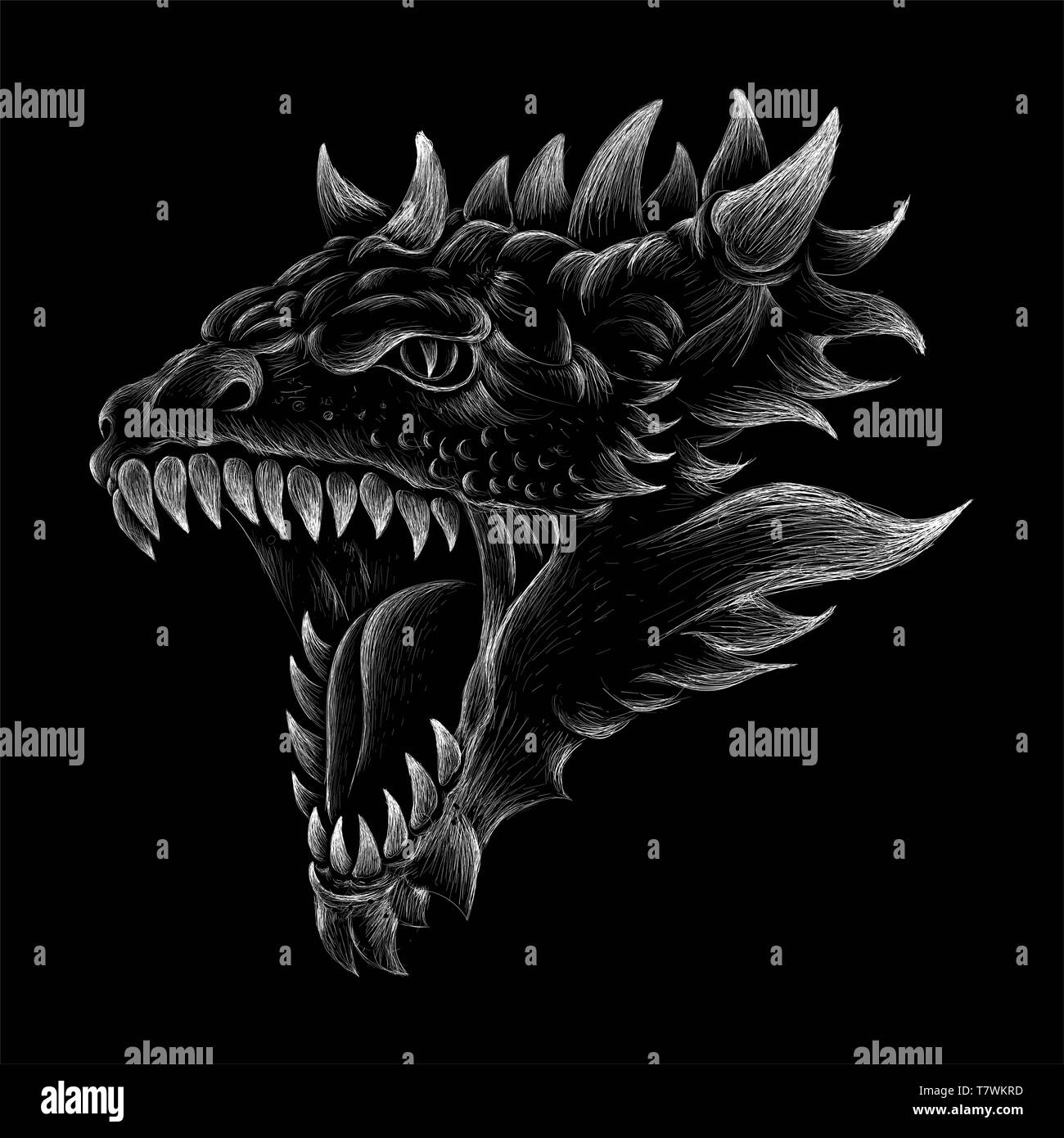 The Vector Logo Dragon For Tattoo Or T Shirt Design Or Outwear Cute Print Style Dragon Background Stock Photo Alamy