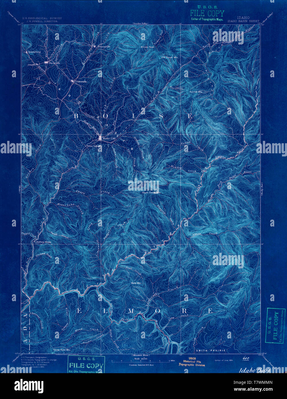 USGS TOPO Map Idaho ID Idaho Basin - Usgs Topo Map Idaho Id Idaho Basin 239512 1894 125000 Inverted Restoration T7WMMN 