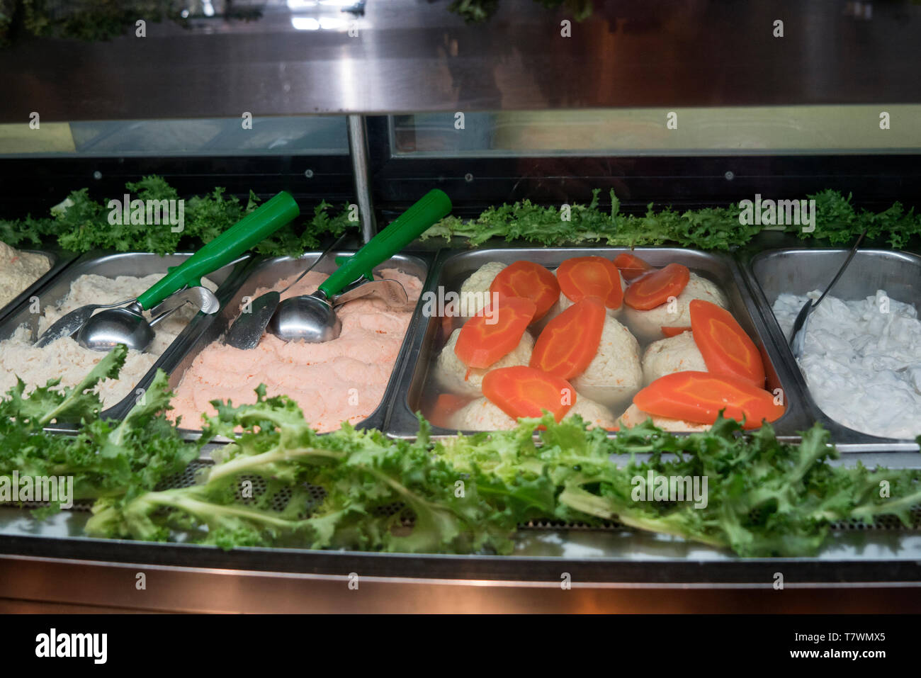 Food display at the 2nd Avenue Deli on the Upper East Side of Manhattan