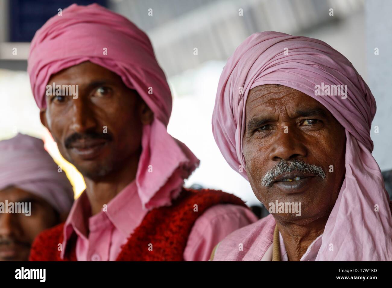 India, Madhya Pradesh, Sanchi, men portrait Stock Photo