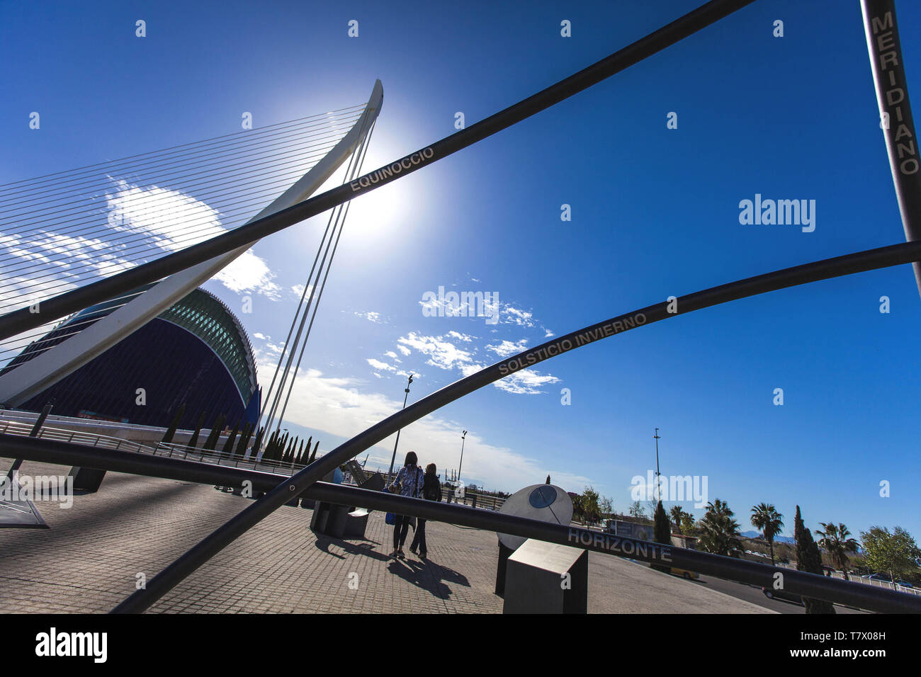 Spain, Valencia, the City of Arts and Sciences building, Ciudad de las Artes y de las Ciencias, a combined science museum, planetarium, oceanographic  Stock Photo