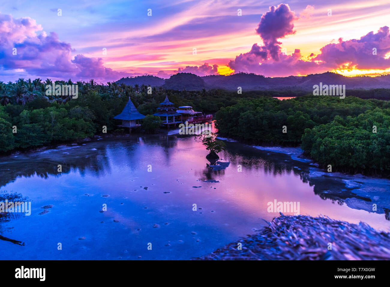 Beautiful sunset color at Siargao, Philippines Stock Photo