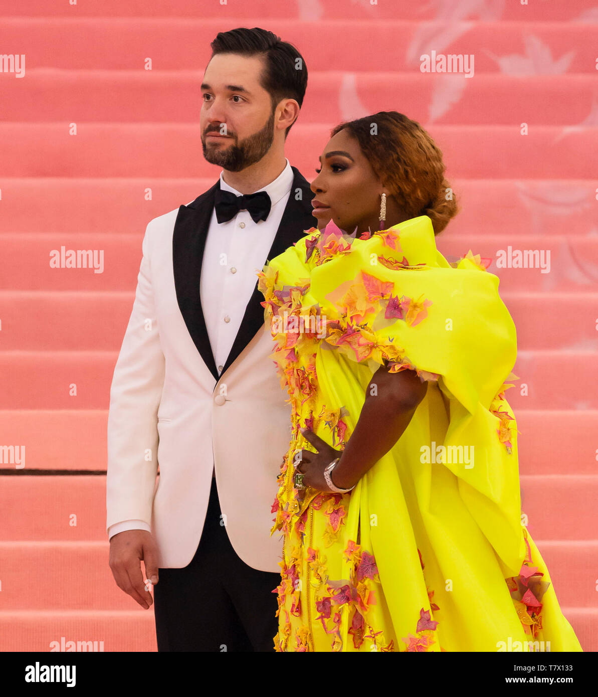 New York, NY - May 06, 2019: Alexis Ohanian and Serena Williams arrive for the 2019 Met Gala celebrating Camp: Notes on Fashion at The Metropolitan Mu Stock Photo