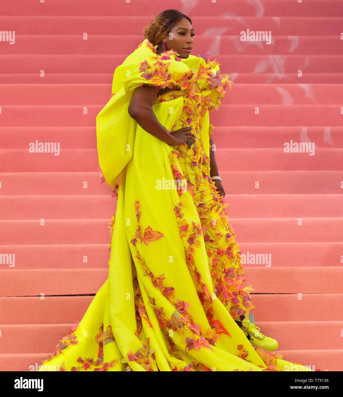 New York, NY - May 06, 2019: Serena Williams arrives for the 2019 Met Gala celebrating Camp: Notes on Fashion at The Metropolitan Museum of Art Stock Photo