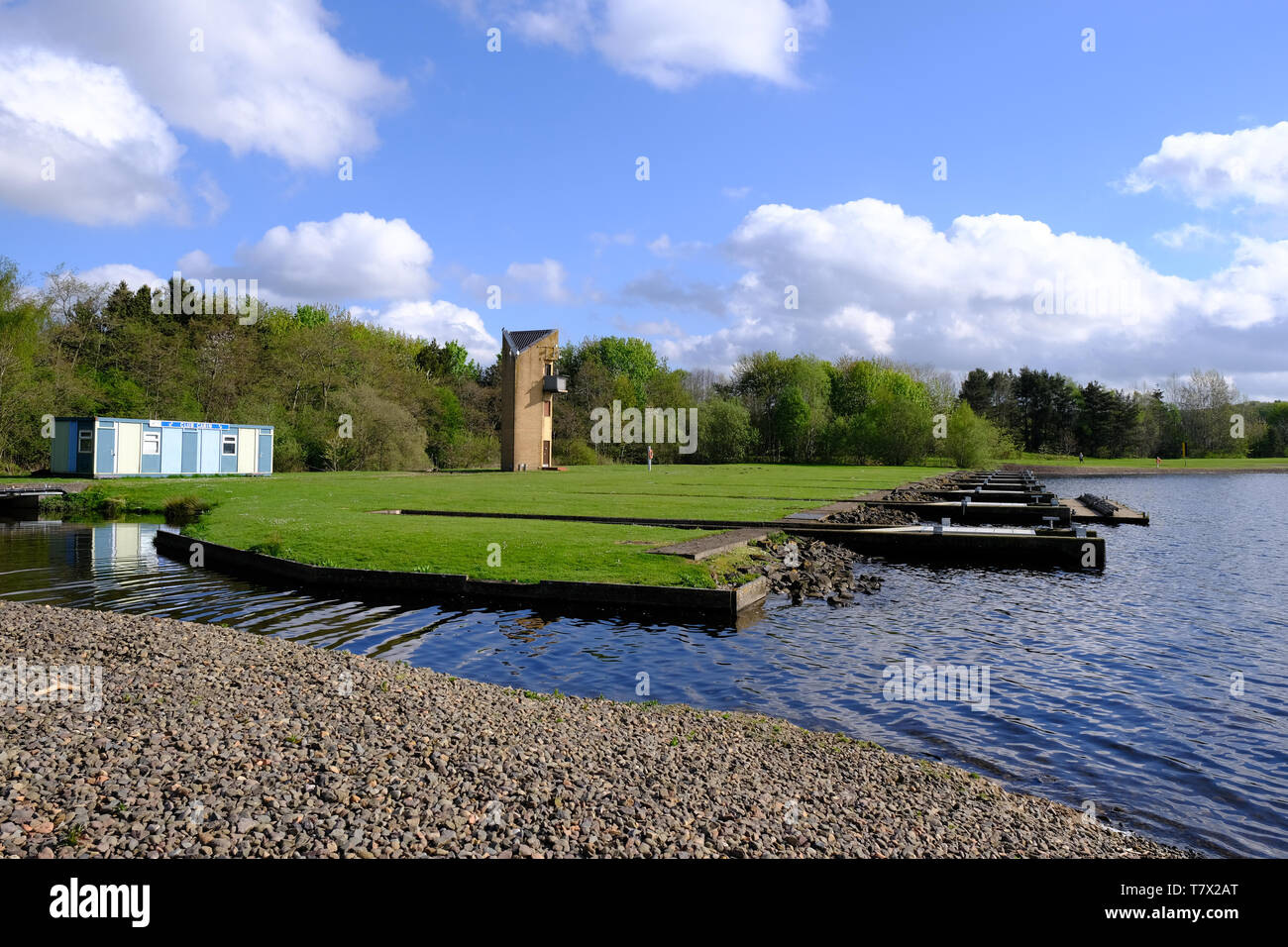 The shore of Strathclyde Loch, part of Strathclyde Country Park which