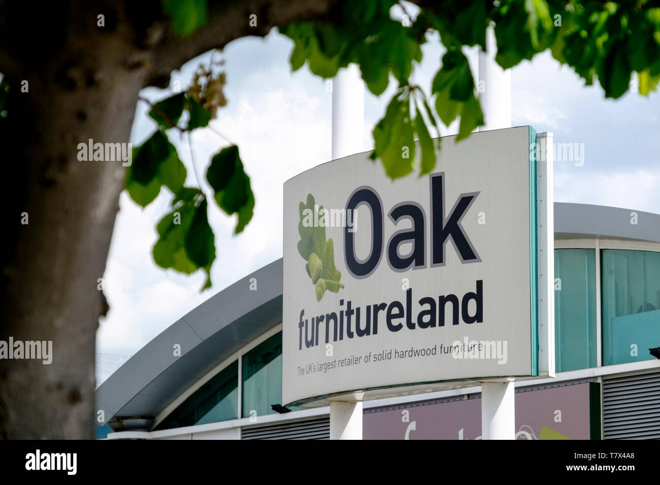 Around Cribbs Causeway shopping destination, near Bristol UK Oak Furnitureland sign Stock Photo