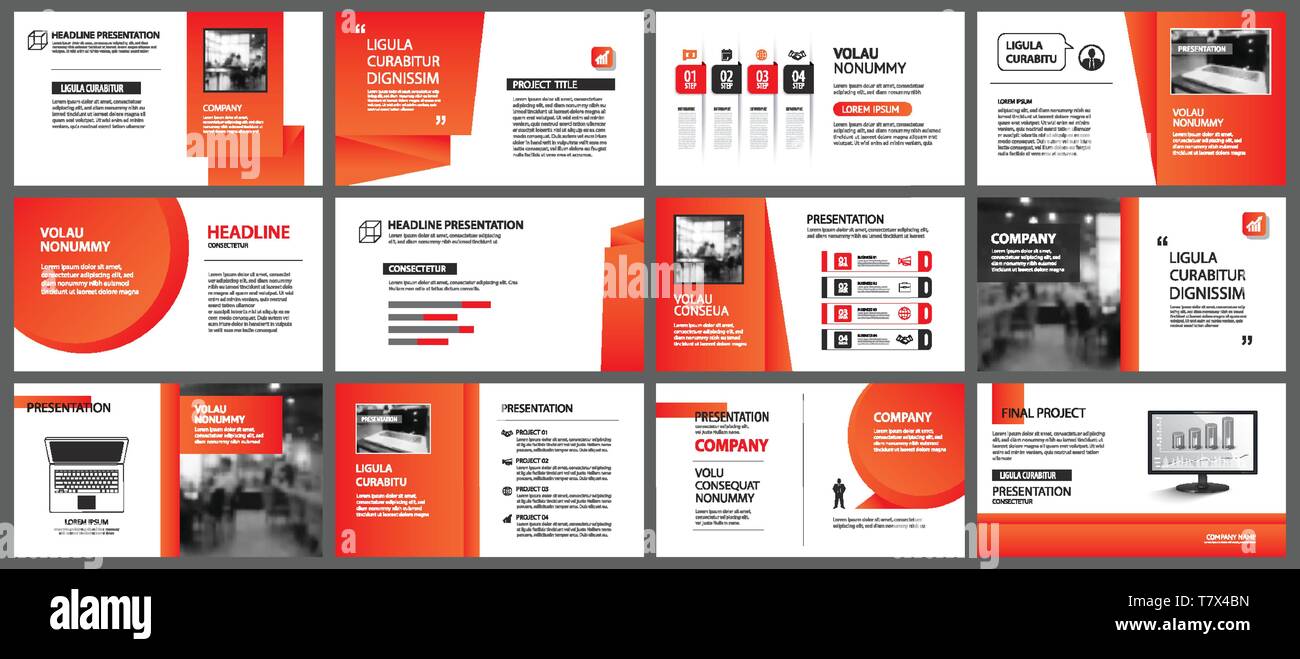 Presentation And Slide Layout Template Design Red And Orange Gradient In Paper Shape Background Use For Business Annual Report Flyer Marketing Le Stock Vector Image Art Alamy