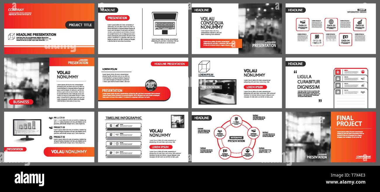 Presentation and slide layout background. Design red and orange ...