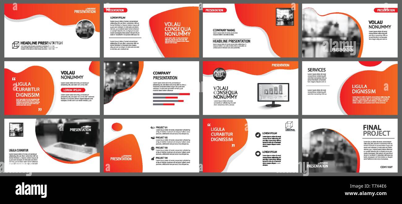 Presentation and slide layout background. Design red and orange ...