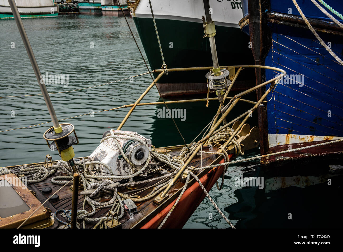 A yacht undergoing renovations at Hout Bay harbour on the Cape