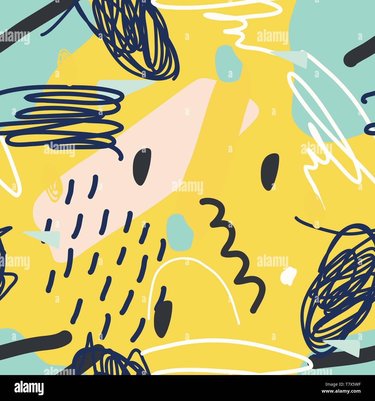 Vector seamless pattern. Abstract yellow background with brush strokes ...