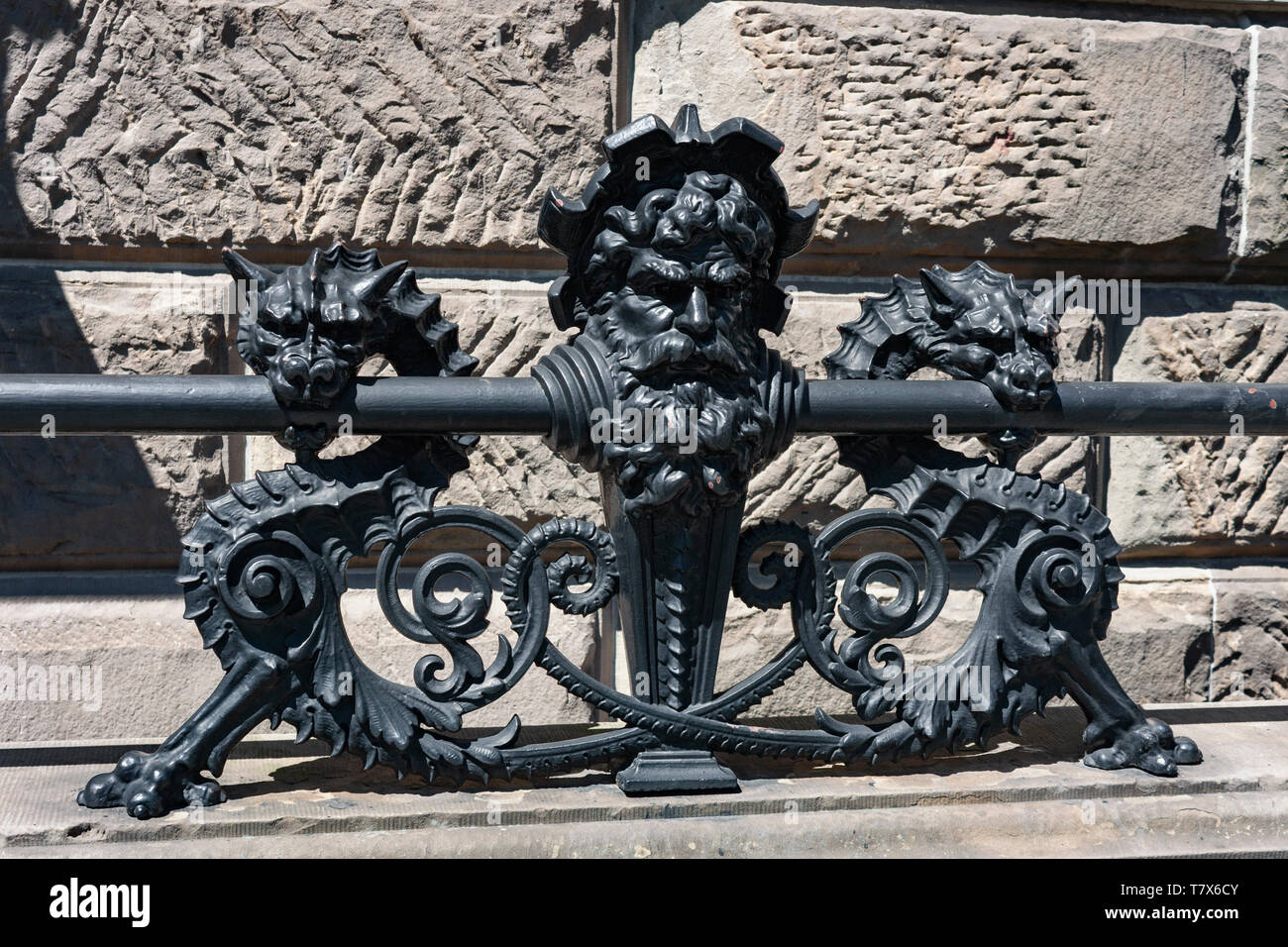 Detail from fence outside the Dakota Building, W 73rd St, Manhattan, NYC, USA Stock Photo