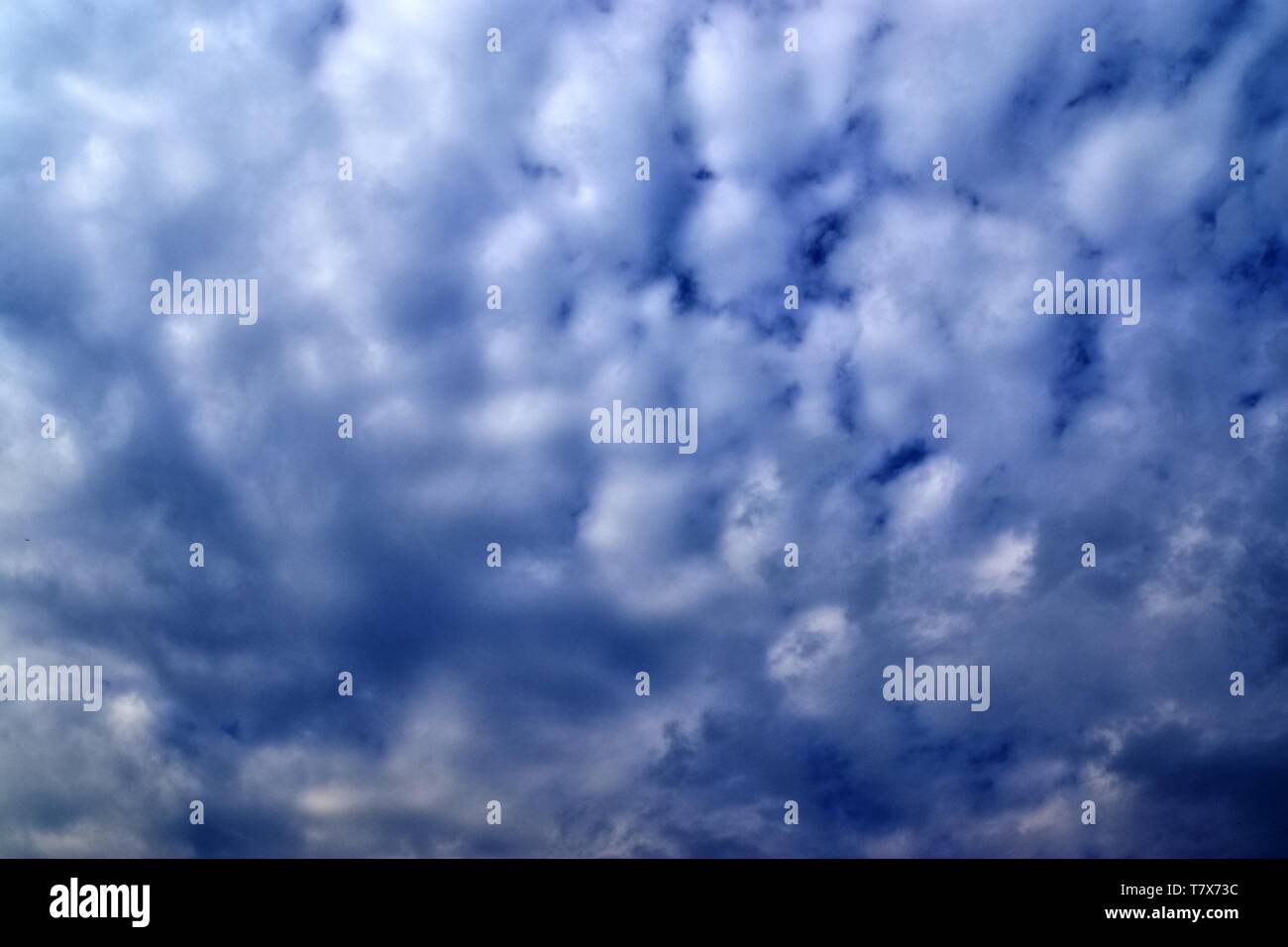 Beautiful white fluffy clouds on a deep blue sky in high resolution ...
