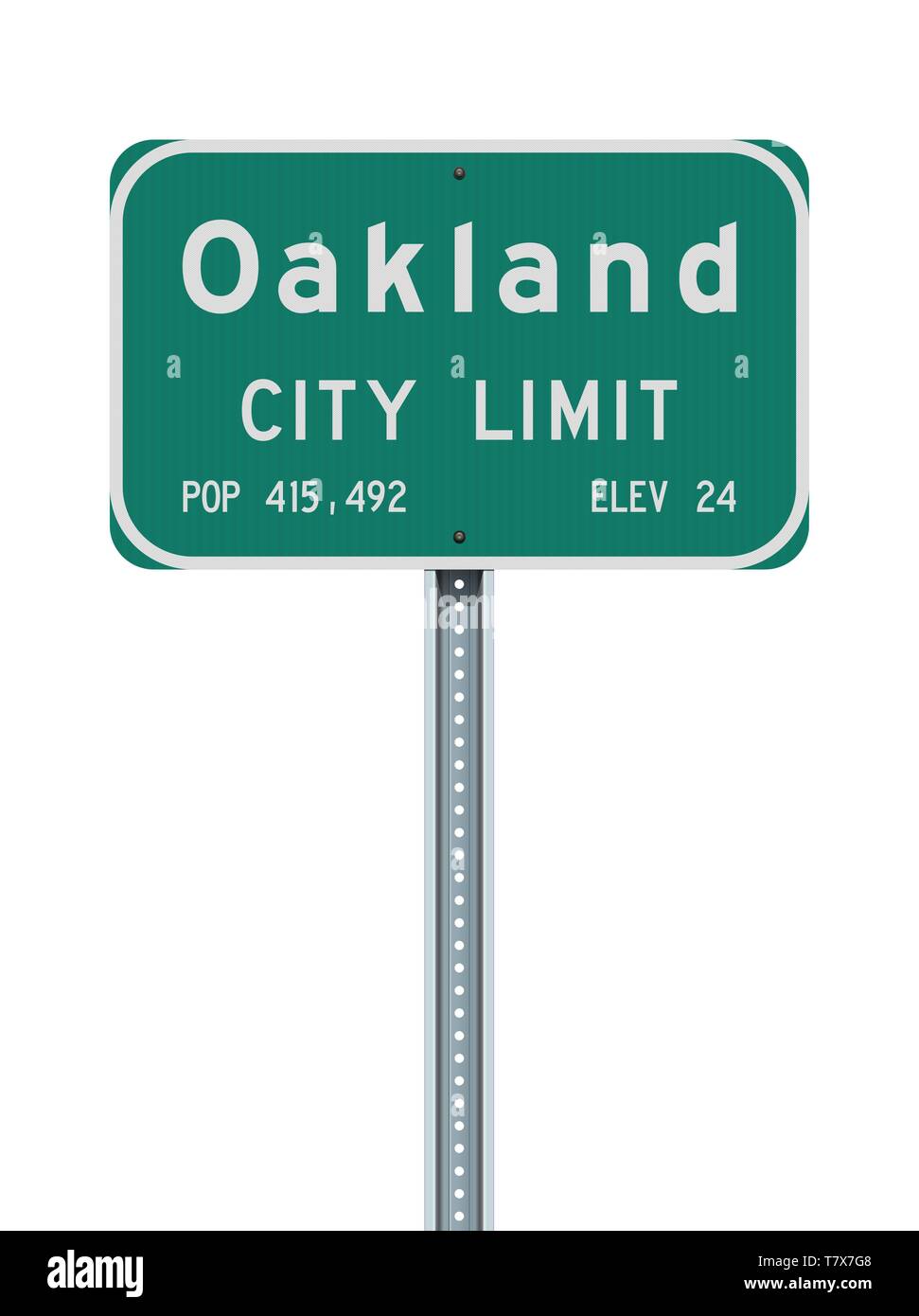 Vector illustration of the Oakland City Limit green road sign Stock Vector