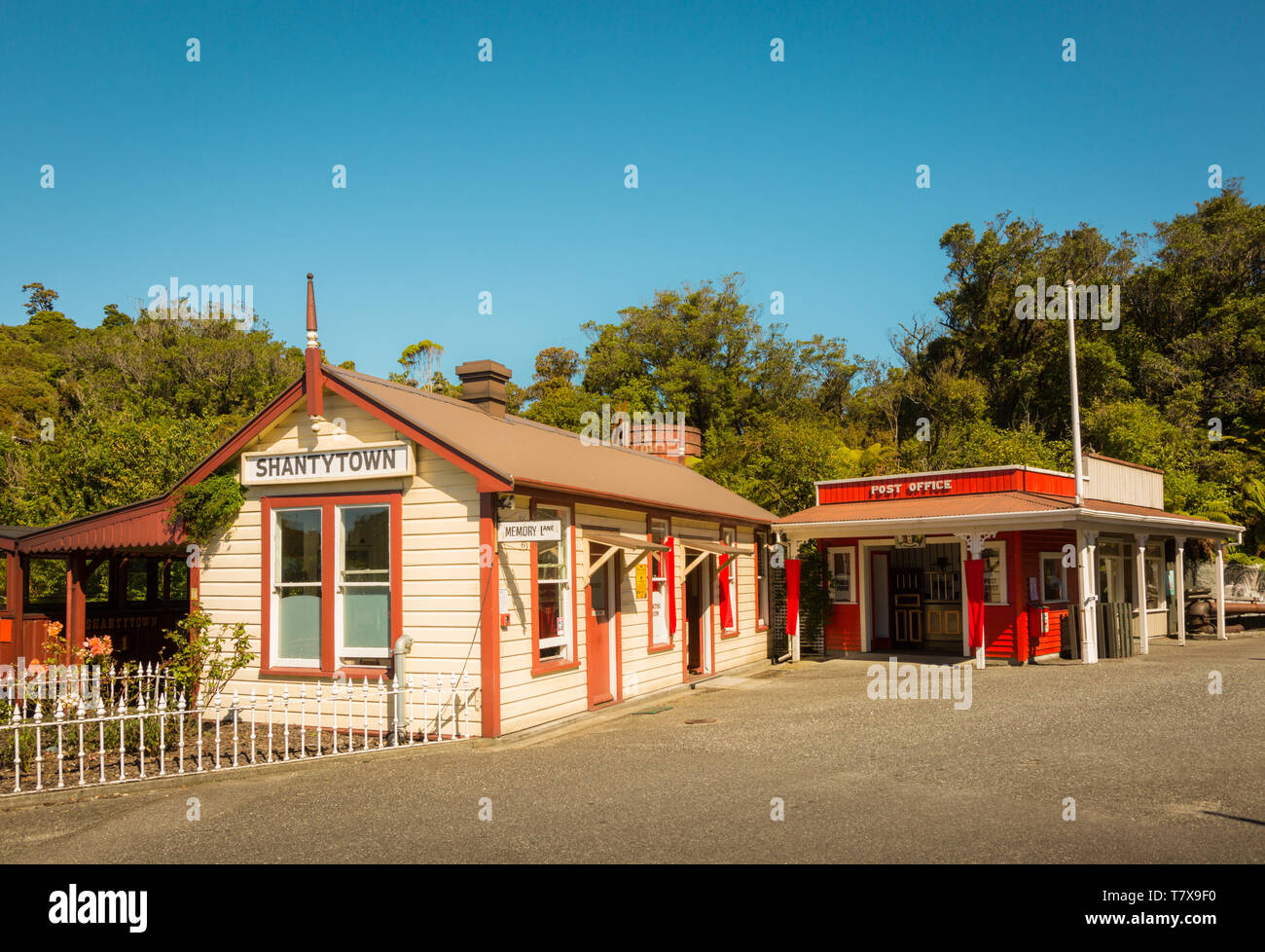Museum train station, Shanty Town, New Zealand Stock Photo