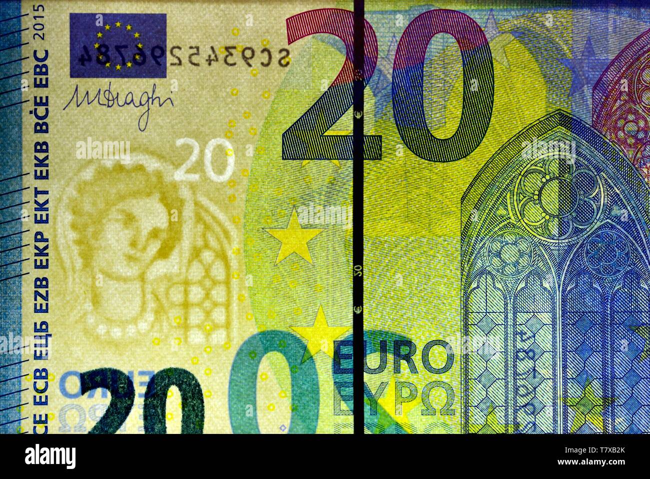 Euro Banknotes With Greek Goddess Europa Watermark Stock Photo