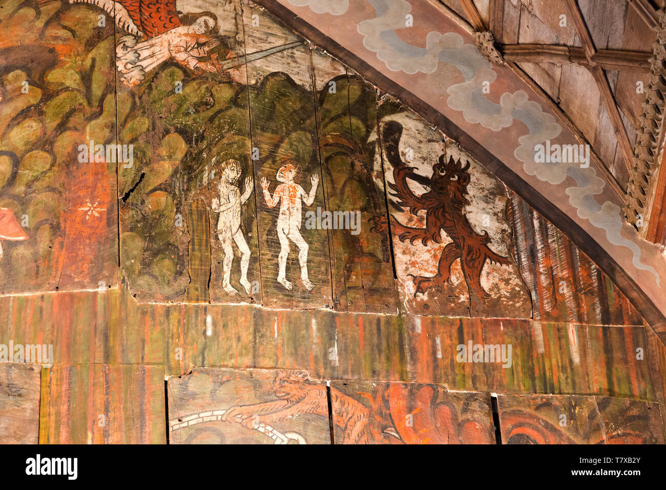 Doom painting on wooden panels at Saint James the Great church