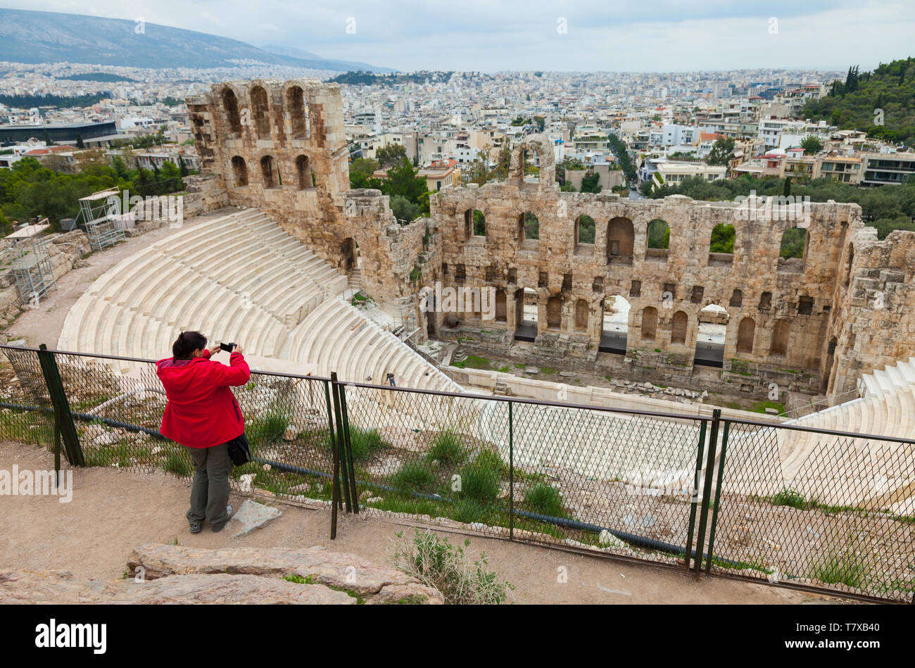 Odeón o Teatro de Herodes Atico. Acrópolis. Atenas, Grecia Stock Photo