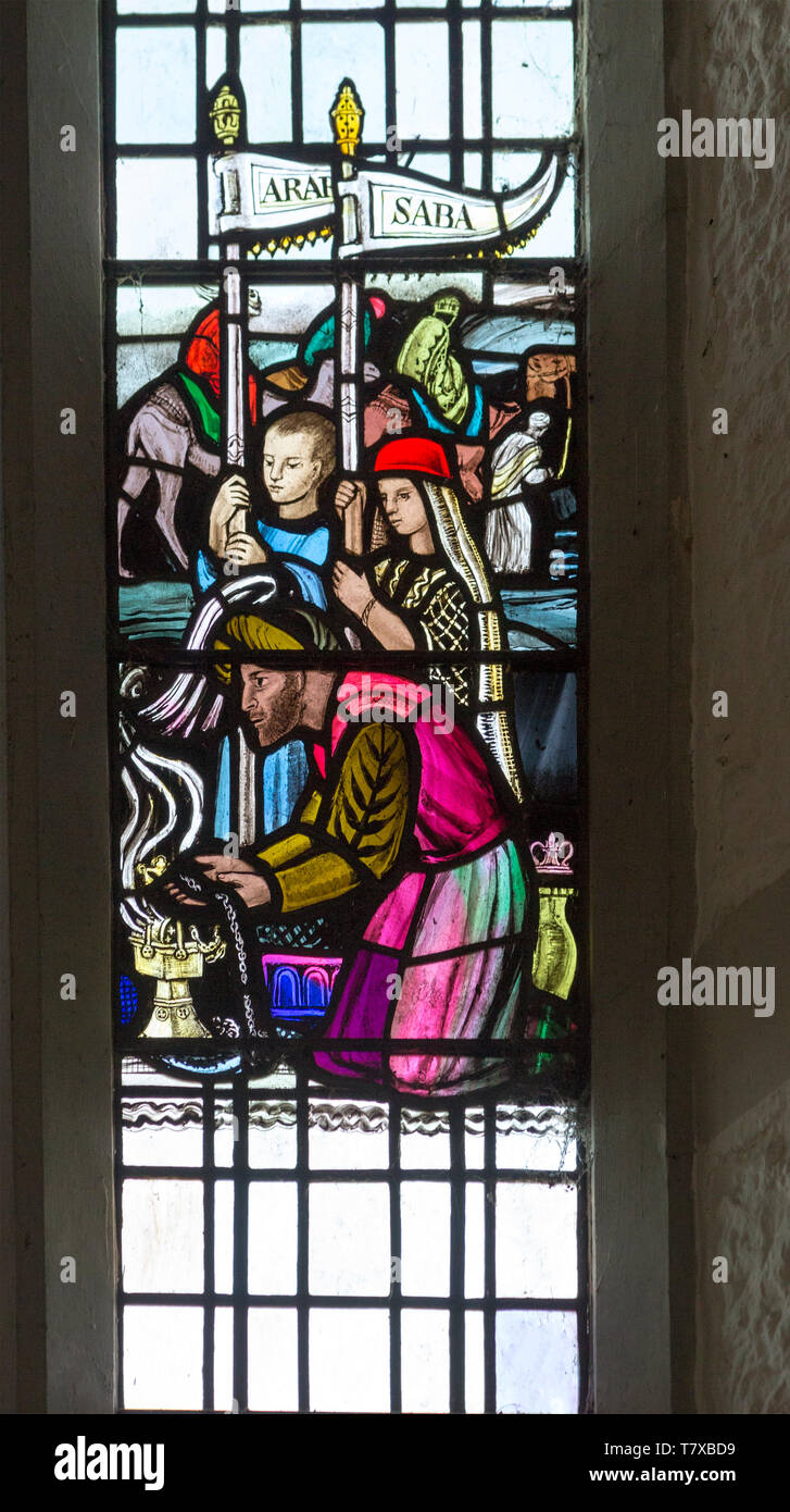 One of the kings following Mary and Joseph to Bethlehem, Stained glass