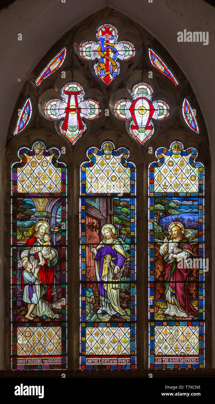 Stained glass window Saint Botolph church, North Cove, Suffolk, England