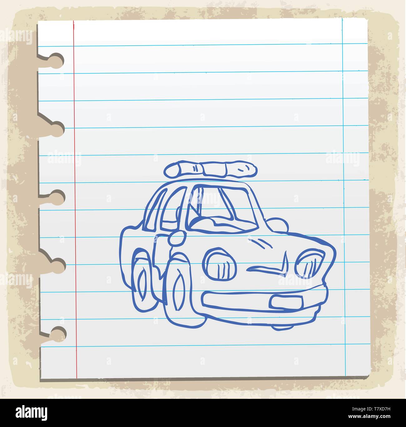 Police Car Hand Drawn Vector Illustration Stock Vector Art