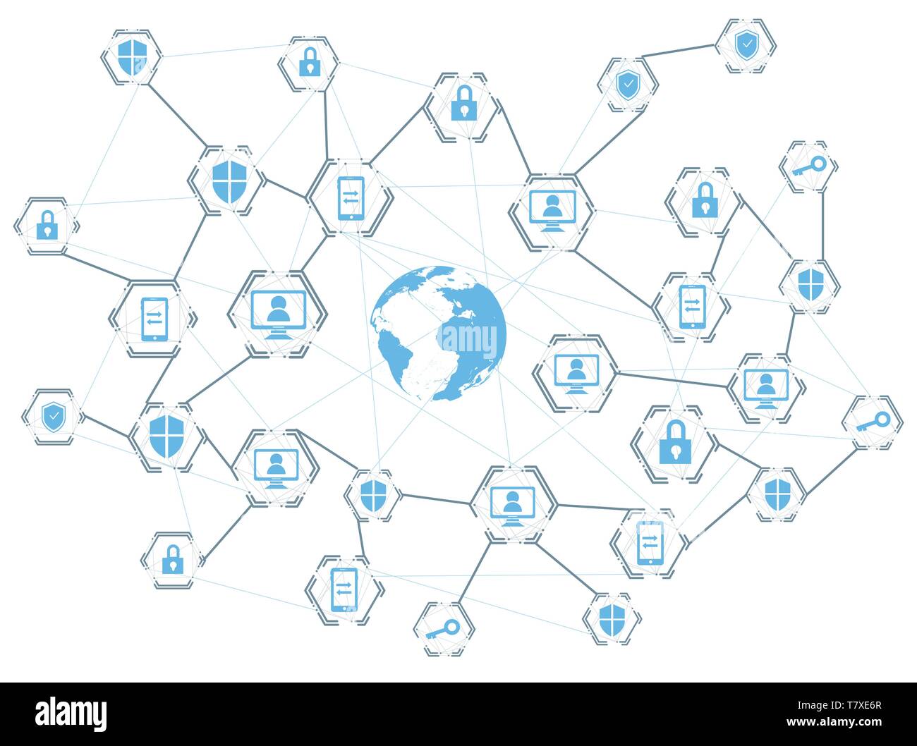 global network connection, internet protection vector concept Stock Vector