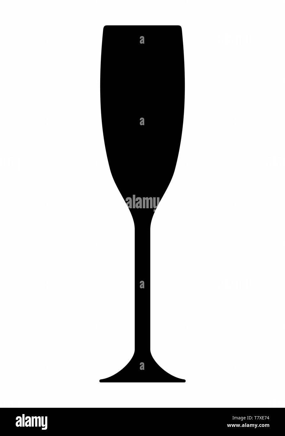Champagne glass dark silhouette isolated on white background Stock Vector