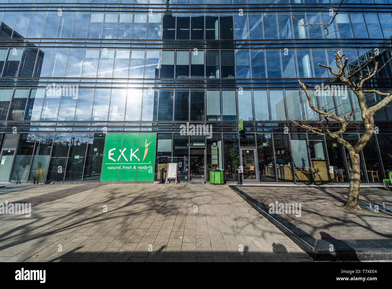 Brussels, Belgium - 03 10 2019: Exki fastfood chain restaurant in the Brussels downtown financial and business district Stock Photo