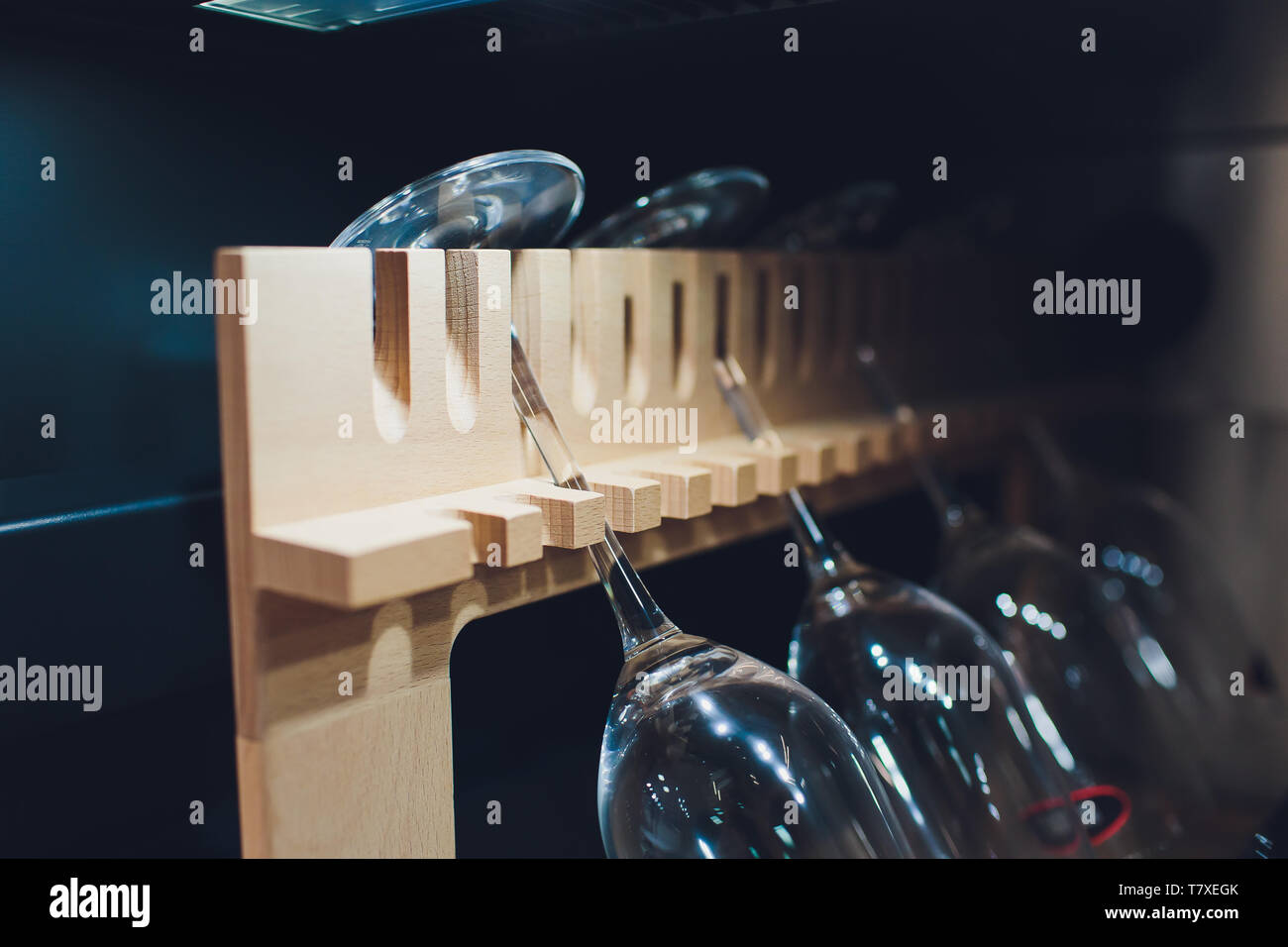 Storing bottles of wine in fridge. Alcoholic card in restaurant