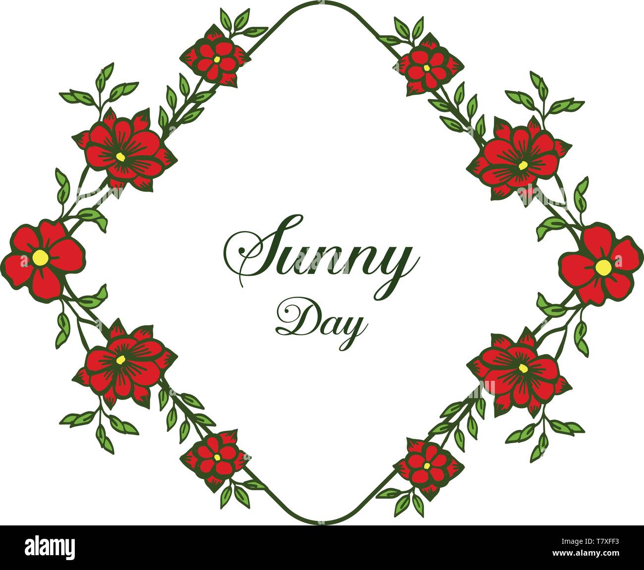 Vector illustration red flower frame with ornate floral frame hand ...