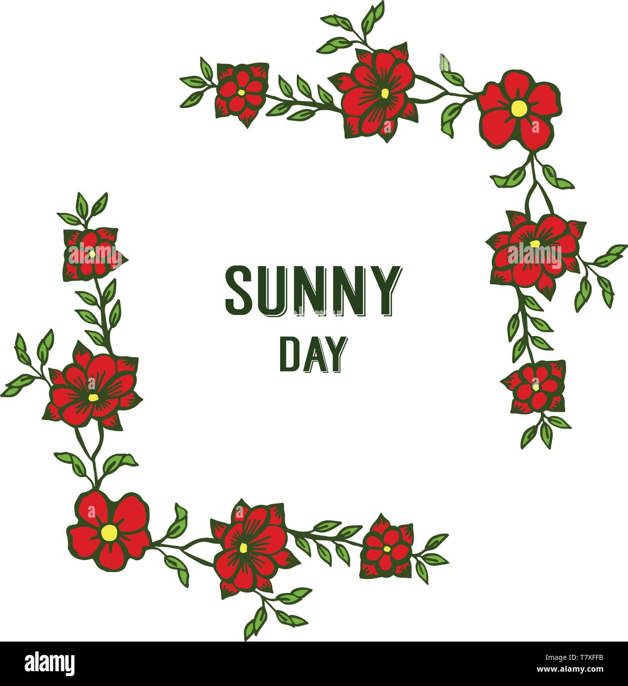Vector illustration red flower frame with ornate floral frame hand ...