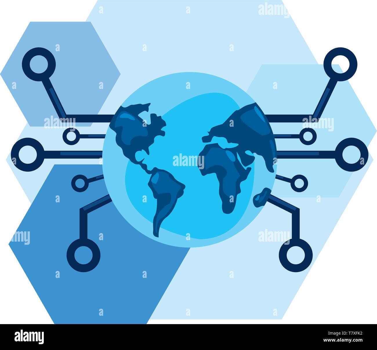 world connected cybersecurity data protection vector illustration Stock ...