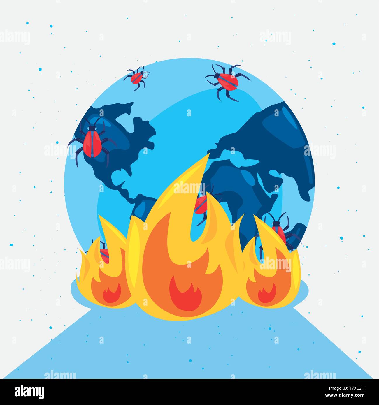 world virus fire attack cybersecurity data protection vector ...